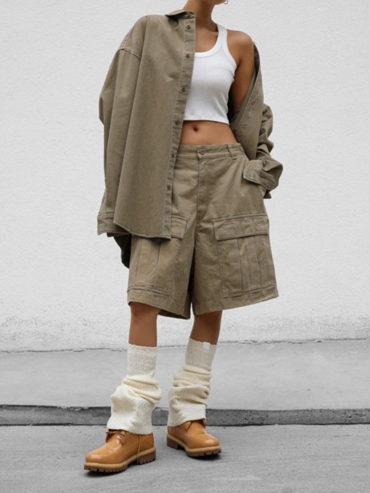 Washed C Cargo Bermuda Shorts