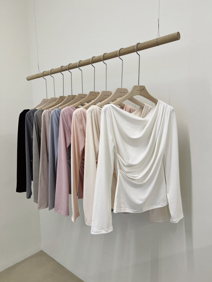 Afarrier - Korean Women Fashion - #vintageinspired - Spring Spring Drape Tee