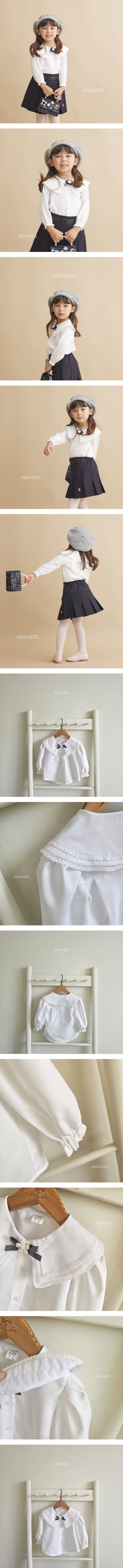 Aida - Korean Children Fashion - #kidsstore - Big Collar Long Sleeve Blouse - 2