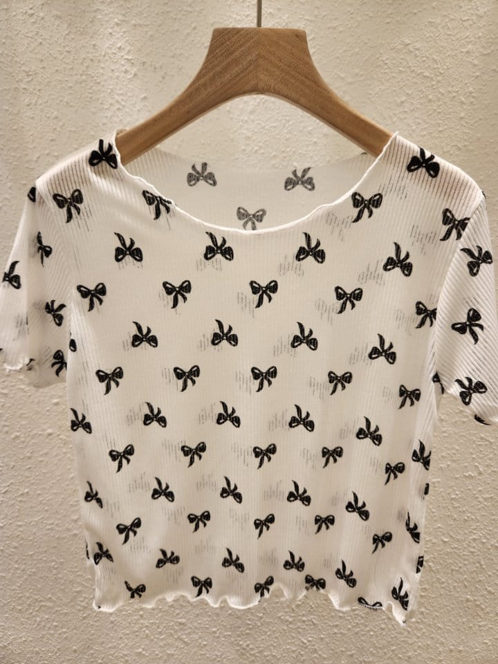 Another Plan - Korean Women Fashion - #momslook - Ribbon Nal Tee - 2