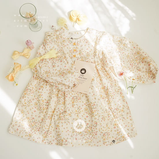 Arim Closet - Korean Children Fashion - #kidzfashiontrend - Lovely Yellow Flower C One-piece
