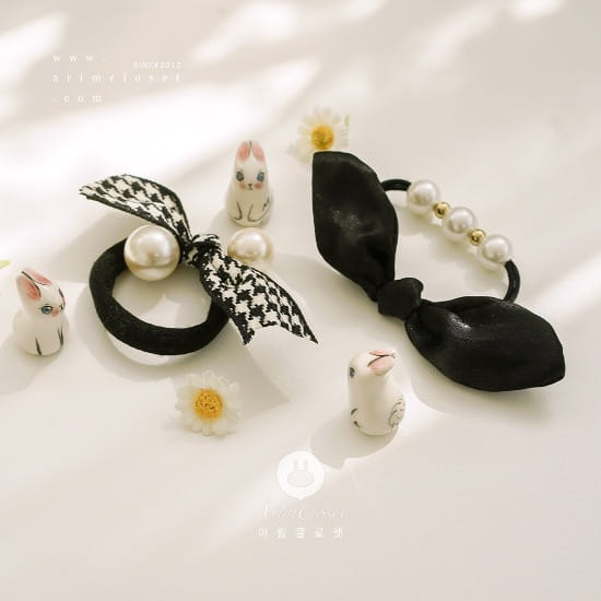 Arim Closet - Korean Children Fashion - #magicofchildhood - Pearl Point Black Hair Chou Chou (1ea)