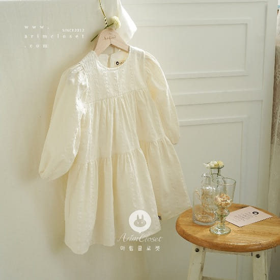 Arim Closet - Korean Children Fashion - #minifashionista - Lovely Cream Cancan C Baby One-Piece