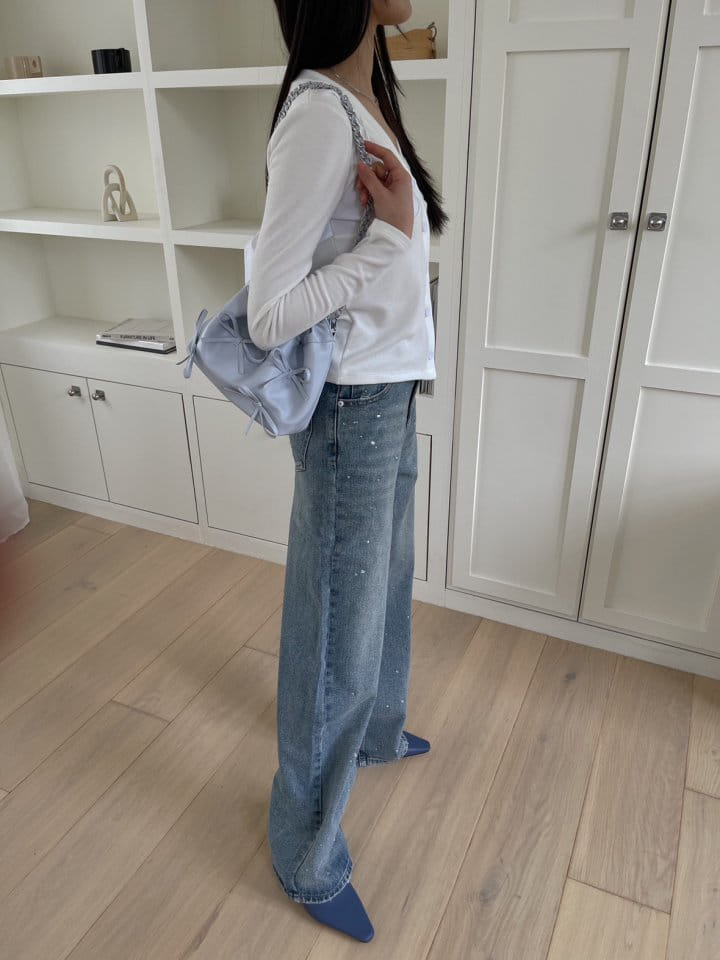 Attention-plz-Korean Women Fashion - #womensfashion - Cubic Denim Pants - 4
