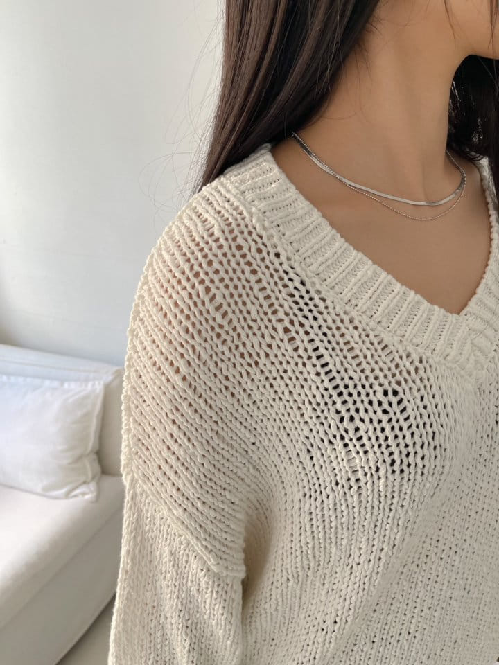 Attention-plz-Korean Women Fashion - #momslook - V Neck Knit - 11