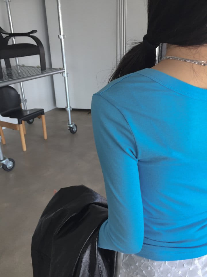 Attention-plz-Korean Women Fashion - #momslook - Ribbon Embroidery U Neck Tee - 11