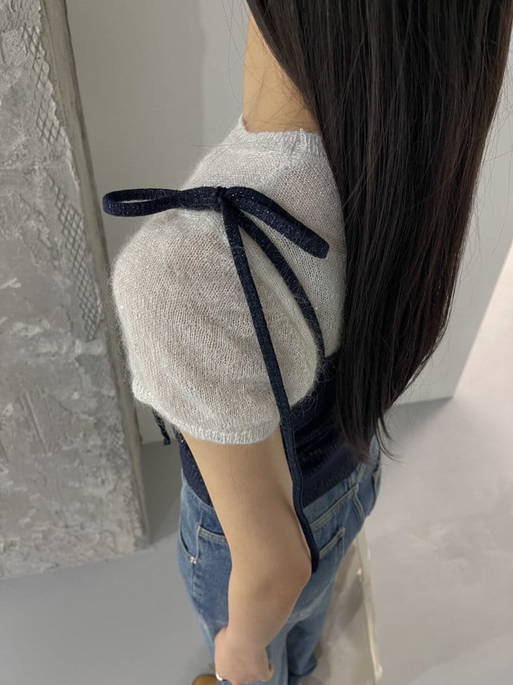 Attention-plz-Korean Women Fashion - #momslook - Crystal Unbalance Sleeveless Tee - 7