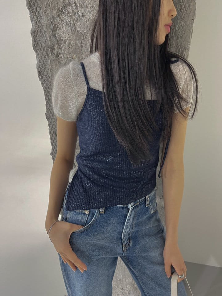 Attention-plz-Korean Women Fashion - #momslook - Crystal Unbalance Sleeveless Tee - 9