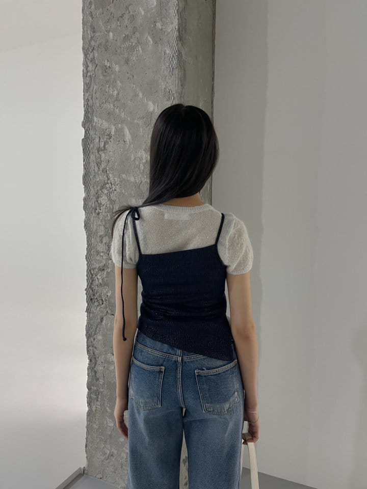 Attention-plz-Korean Women Fashion - #thelittlethings - Crystal Unbalance Sleeveless Tee - 6