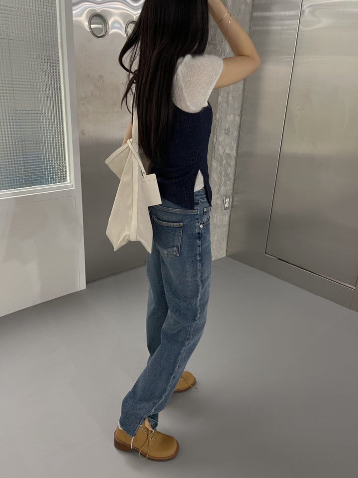 Attention-plz-Korean Women Fashion - #womensfashion - Crystal Unbalance Sleeveless Tee - 10