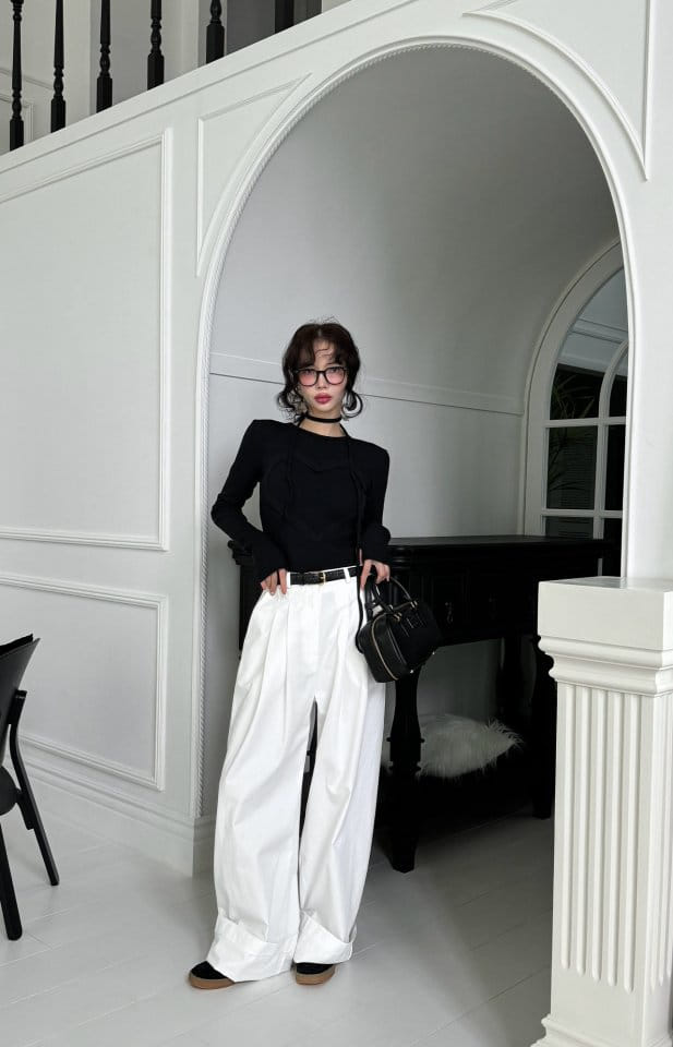 Auver_Fit - Korean Women Fashion - #momslook - Heart Rib Tee - 3