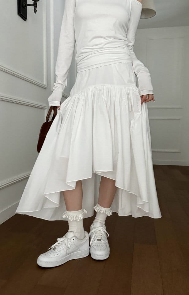 Auver_Fit - Korean Women Fashion - #restrostyle - Unblance Shirring Skirt - 2