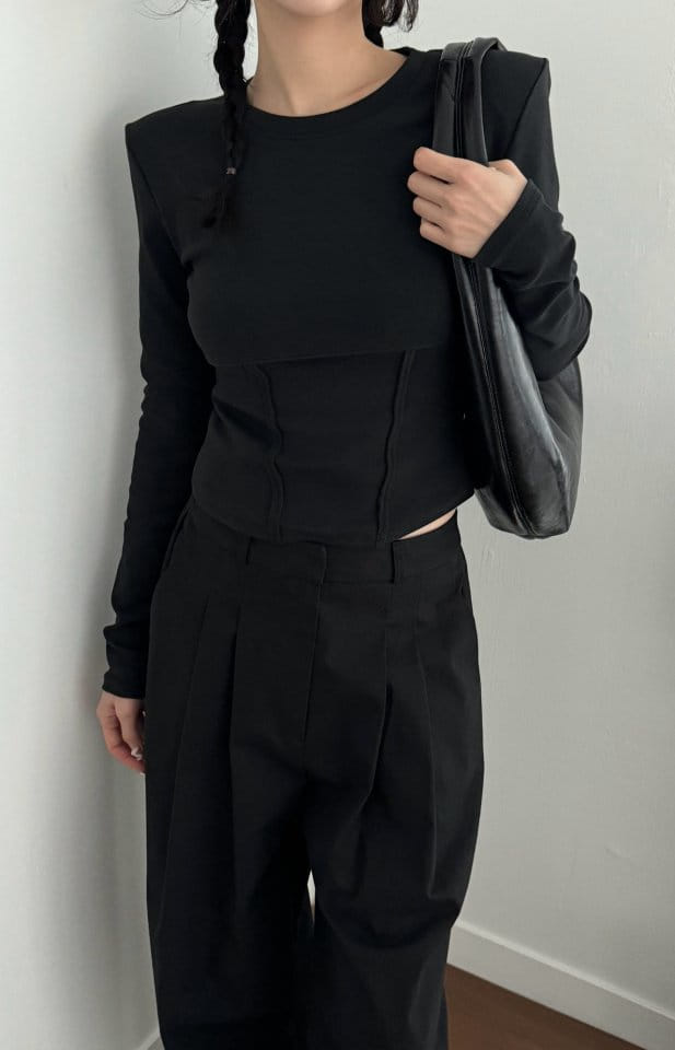 Auver_Fit - Korean Women Fashion - #thatsdarling - Coroset Pad Tee - 2
