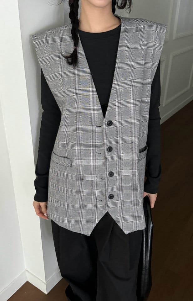 Auver_Fit - Korean Women Fashion - #thatsdarling - Check Big Vest
