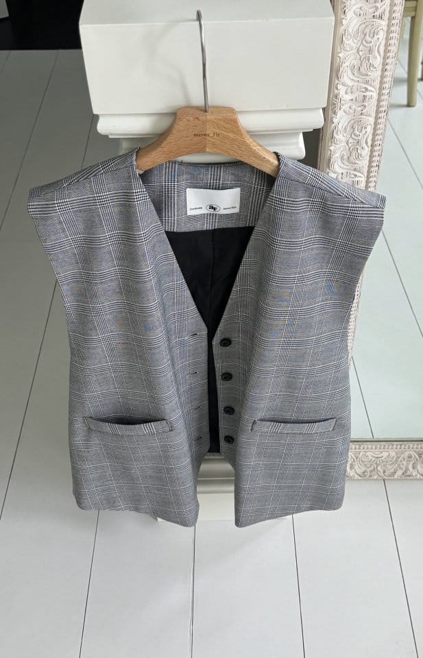 Auver_Fit - Korean Women Fashion - #womensfashion - Check Big Vest - 6