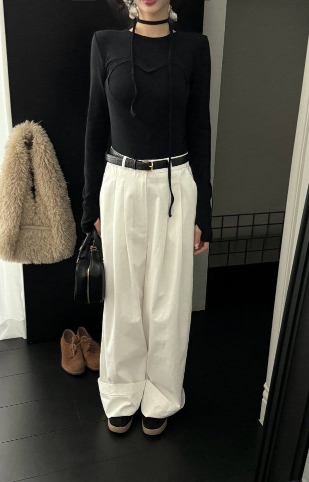 Auver_Fit - Korean Women Fashion - #womensfashion - Heart Rib Tee - 5