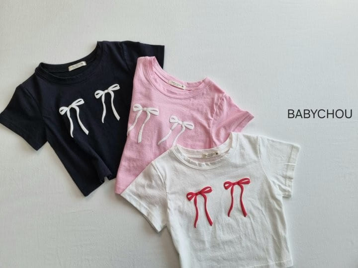 Babychou - Korean Children Fashion - #fashionkids - Twin Ribbon Tee