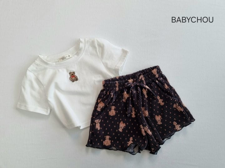 Babychou - Korean Children Fashion - #kidsshorts - Roy Bear Tee - 3