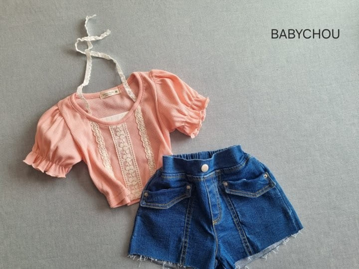 Babychou - Korean Children Fashion - #littlefashionista - V Lace Tee - 3