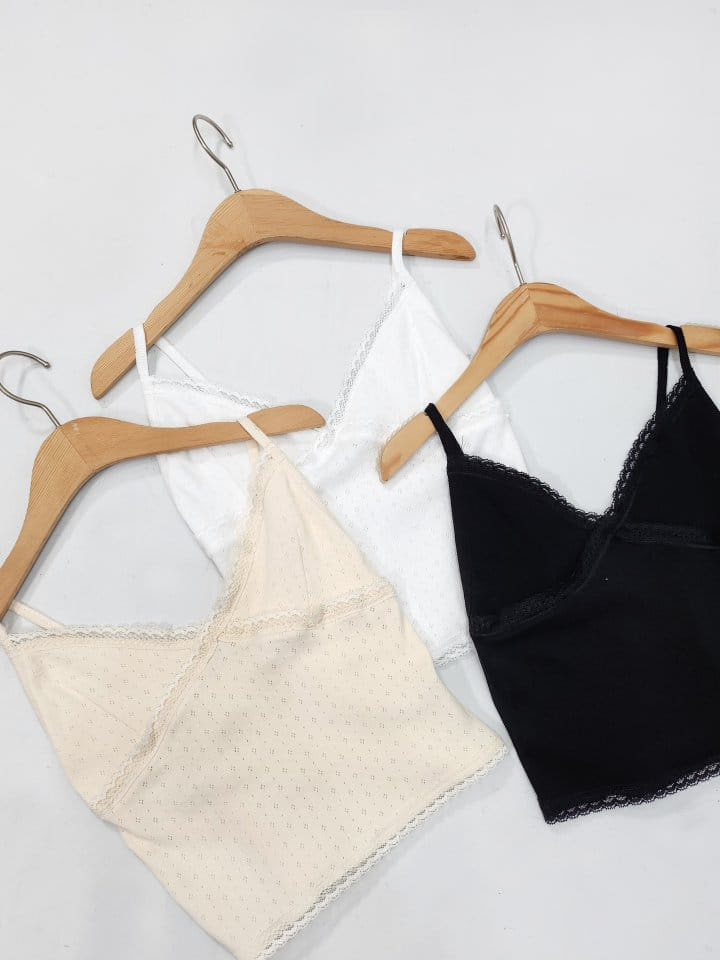 Bbibbi - Korean Women Fashion - #womensfashion - Eyelet Lace Sleeveless Tee - 2