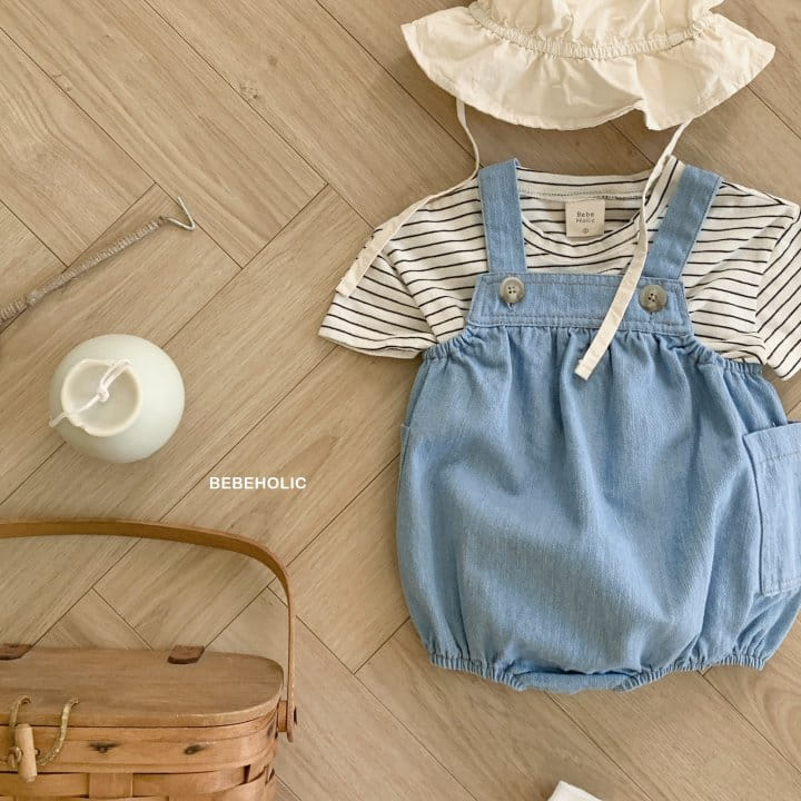 Bebe Holic - Korean Baby Fashion - #babyoninstagram - Denim Pocket Body Suit - 6