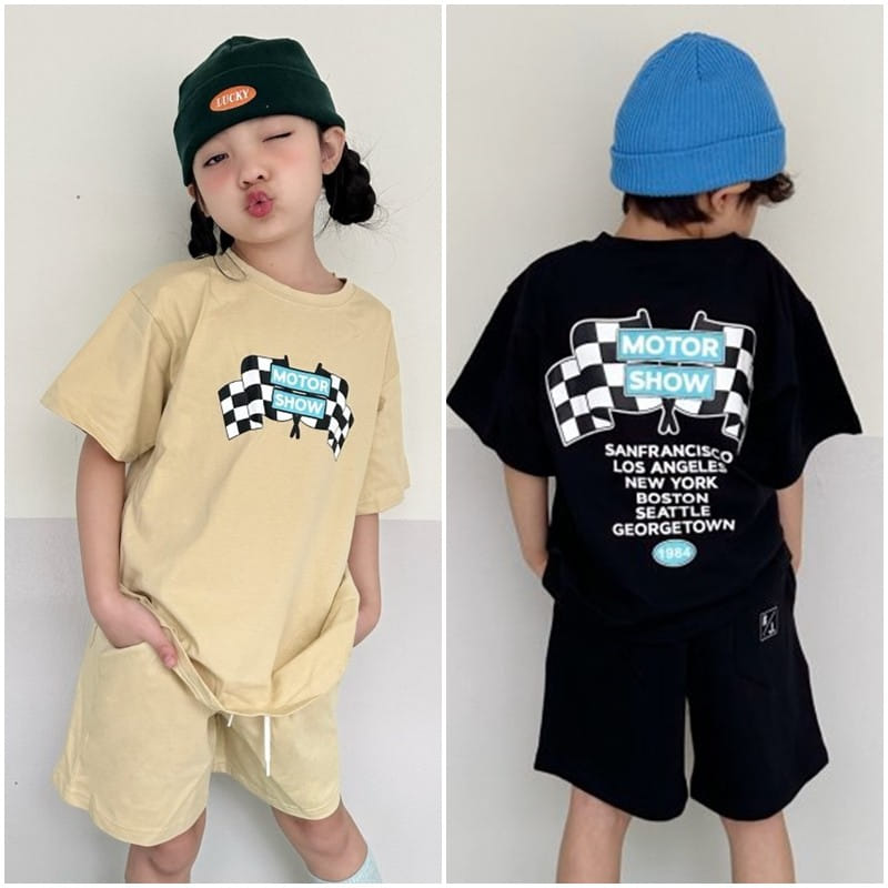 Better j - Korean Children Fashion - #designkidswear - Moter Top Bottom Set