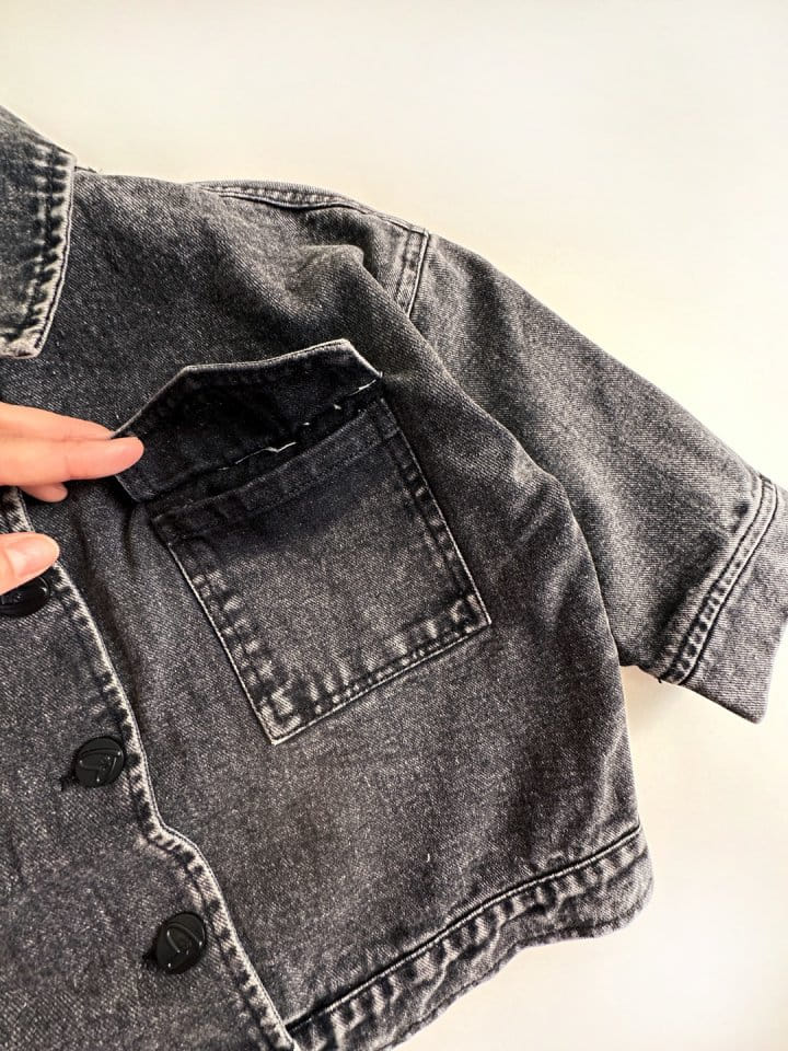 Bienvenu - Korean Women Fashion - #momslook - Black Jeans Jacket - 6