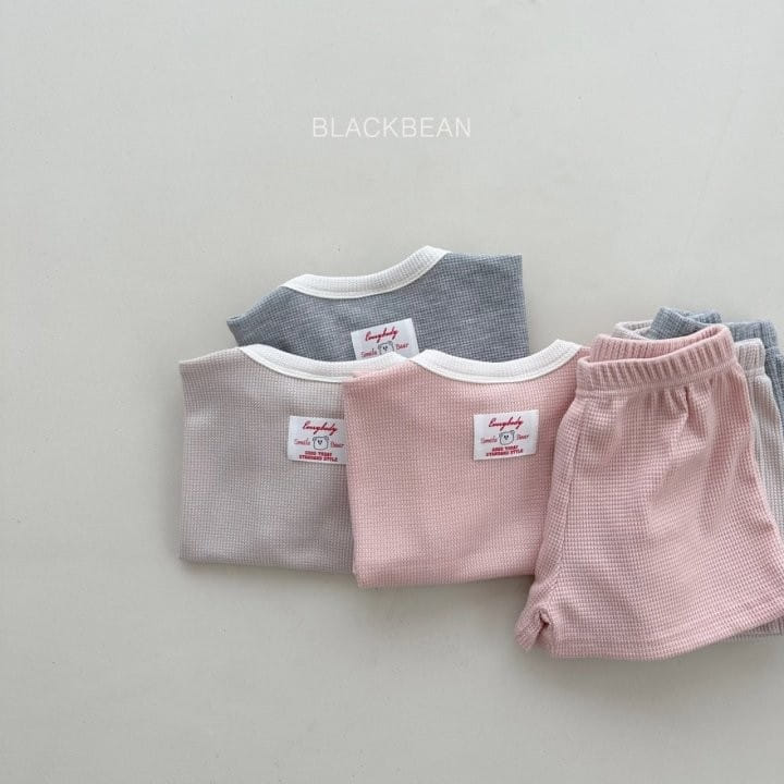 Black Bean - Korean Children Fashion - #discoveringself - Waffle Top Bottom Set - 3