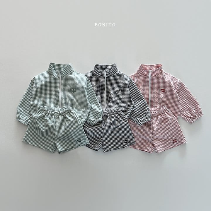 Bonito - Korean Children Fashion - #childrensboutique - Wapen Check Zip Up Top Bottom Set