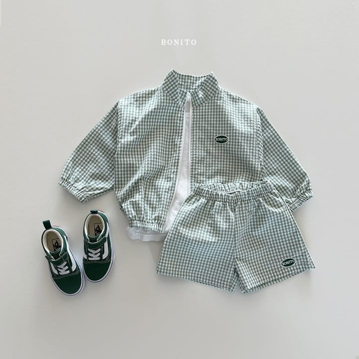 Bonito - Korean Children Fashion - #magicofchildhood - Wapen Check Zip Up Top Bottom Set - 10