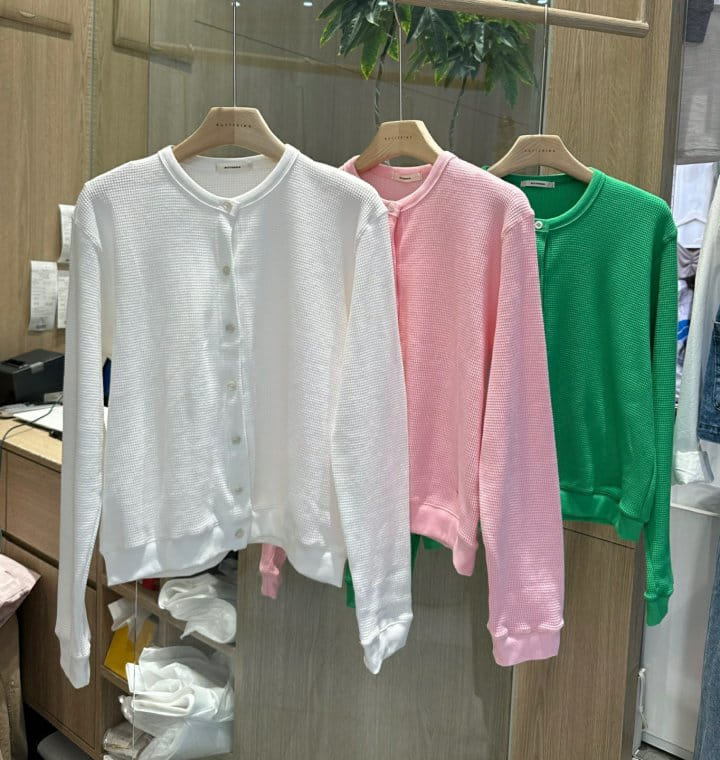 Buttering - Korean Women Fashion - #momslook - Waffle Cardigan