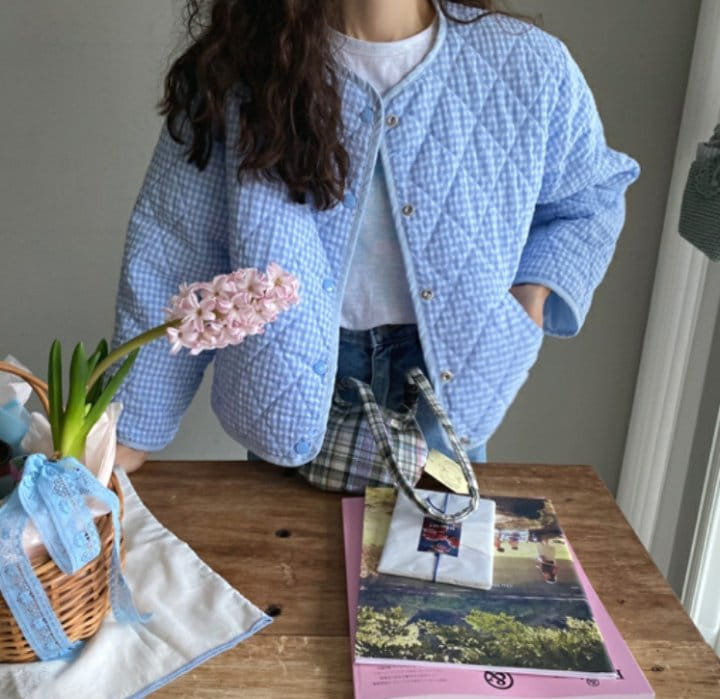 Buttering - Korean Women Fashion - #momslook - Check Quilting Jumper