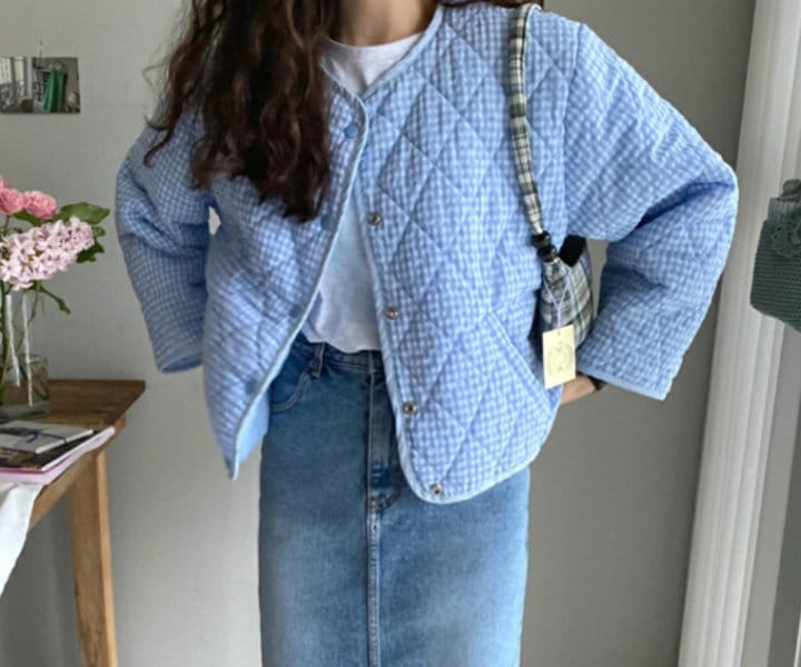 Buttering - Korean Women Fashion - #momslook - Check Quilting Jumper - 3