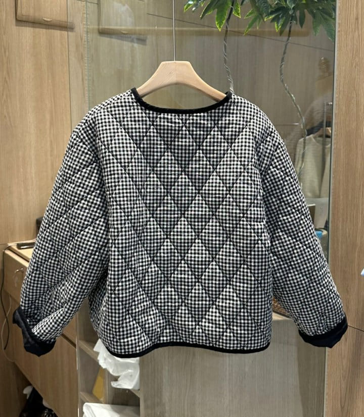Buttering - Korean Women Fashion - #momslook - Check Quilting Jumper - 5