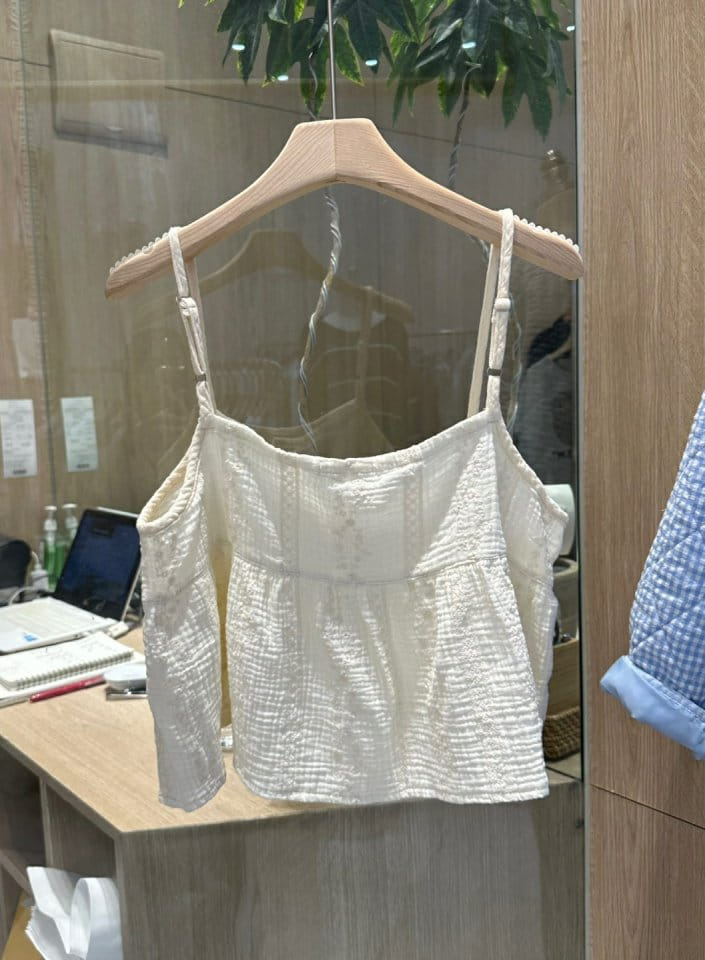 Buttering - Korean Women Fashion - #womensfashion - Creamy Embroidery Sleeveless - 2