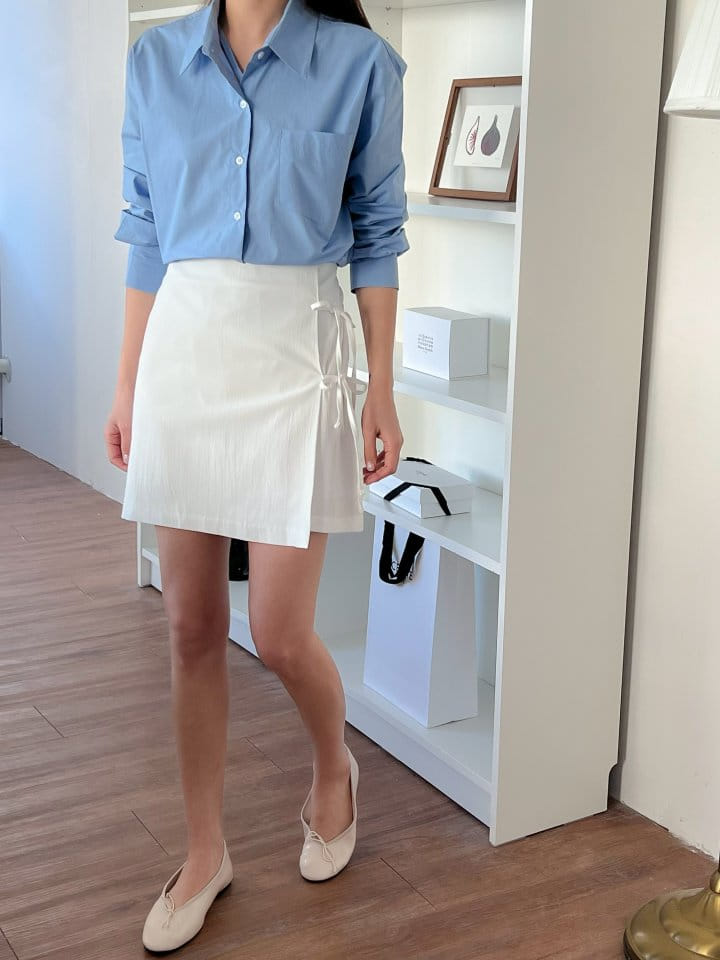 Bytheshew - Korean Women Fashion - #restrostyle - Ribbon String Skirt - 4