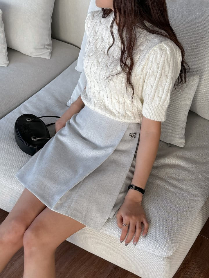 Bytheshew - Korean Women Fashion - #thatsdarling - Cubic Ribbon Skirt - 8