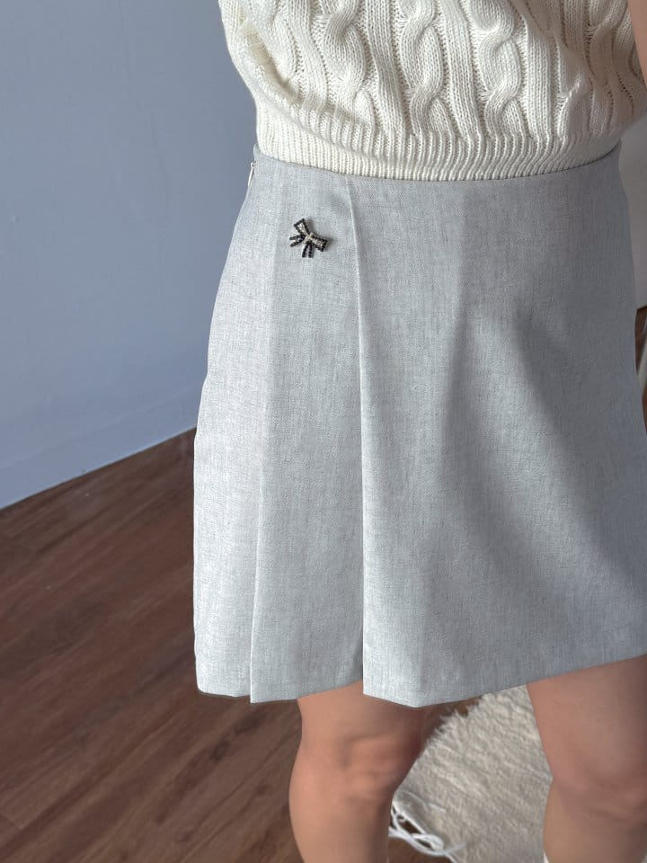 Bytheshew - Korean Women Fashion - #vintageinspired - Cubic Ribbon Skirt - 2