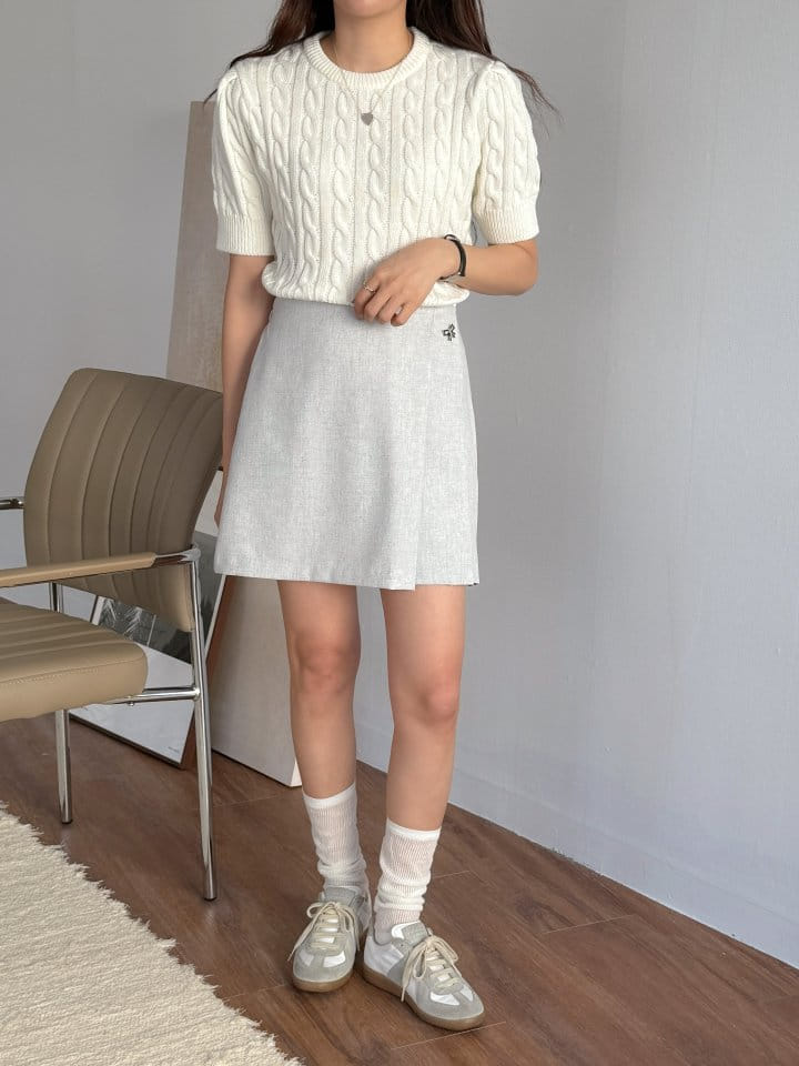 Bytheshew - Korean Women Fashion - #vintagekidsstyle - Cubic Ribbon Skirt - 3