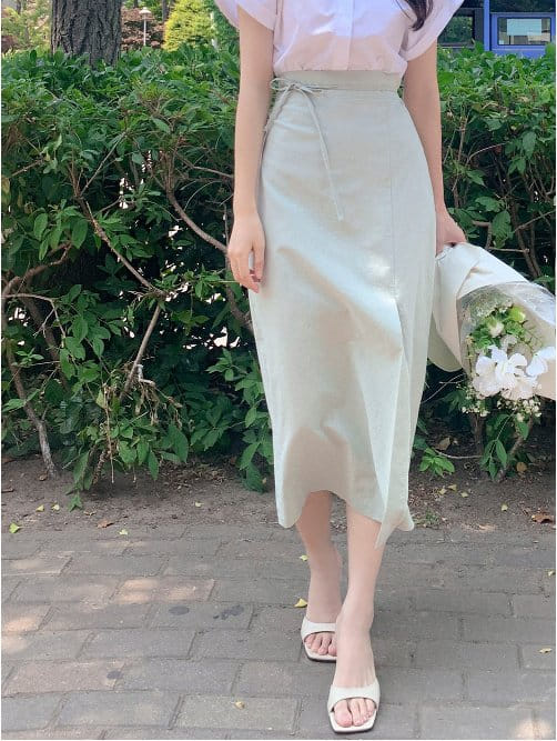 Bytheshew - Korean Women Fashion - #vintagekidsstyle - Lime Skirt - 2