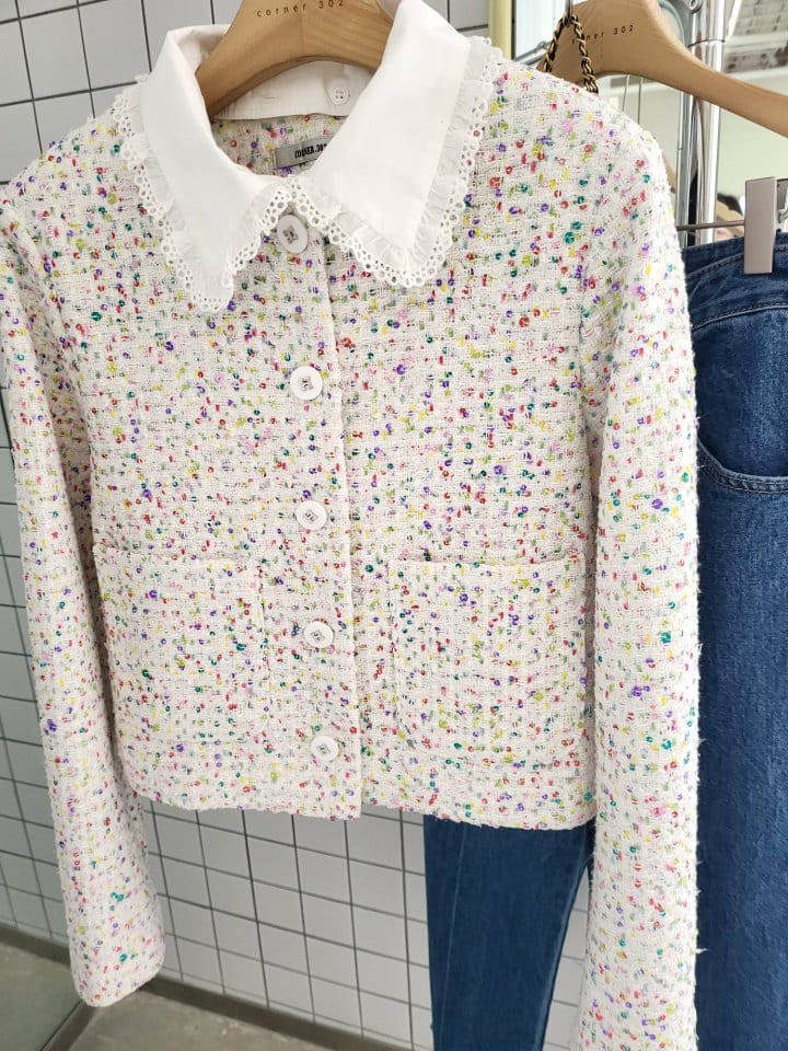 Corner0123 - Korean Women Fashion - #momslook - Spangle Collar Jacket - 5