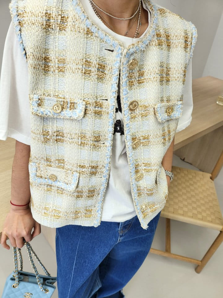 Corner0123 - Korean Women Fashion - #momslook - Tweed Open Vest - 7