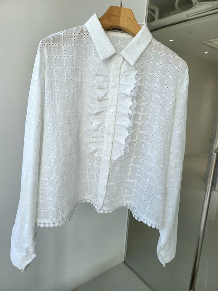 Corner0123 - Korean Women Fashion - #momslook - Cube Frill Blouse - 5