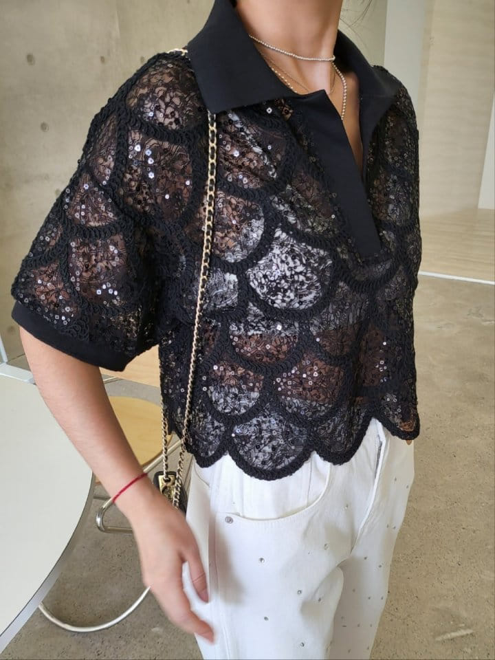 Corner0123 - Korean Women Fashion - #pursuepretty - Pico Collar Tee - 2