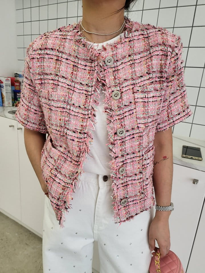 Corner0123 - Korean Women Fashion - #restrostyle - Short Sleeve Tassel Jacket