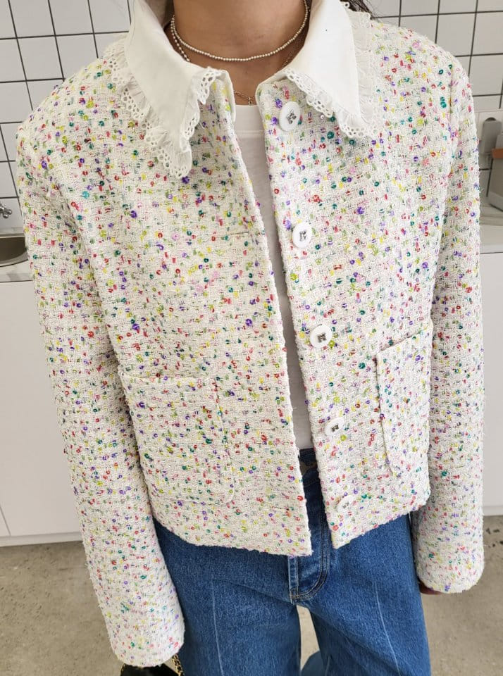 Corner0123 - Korean Women Fashion - #romanticstyle - Spangle Collar Jacket
