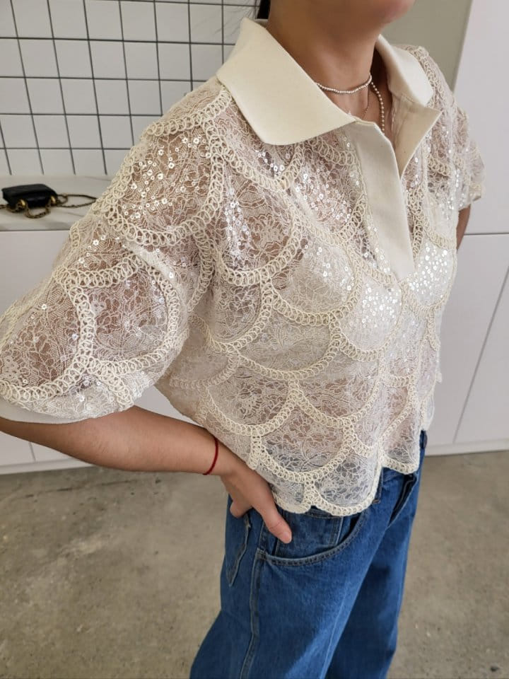 Corner0123 - Korean Women Fashion - #shopsmall - Pico Collar Tee - 5