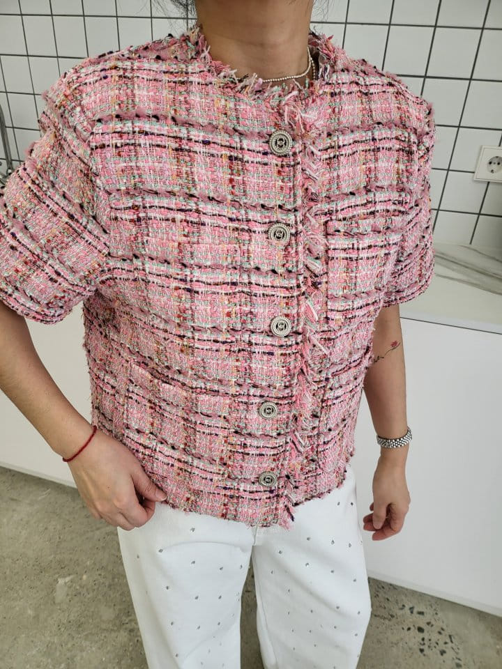 Corner0123 - Korean Women Fashion - #shopsmall - Short Sleeve Tassel Jacket - 4