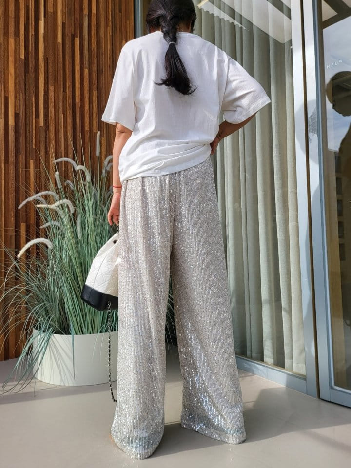 Corner0123 - Korean Women Fashion - #vintagekidsstyle - Spangle Banding Pants - 3
