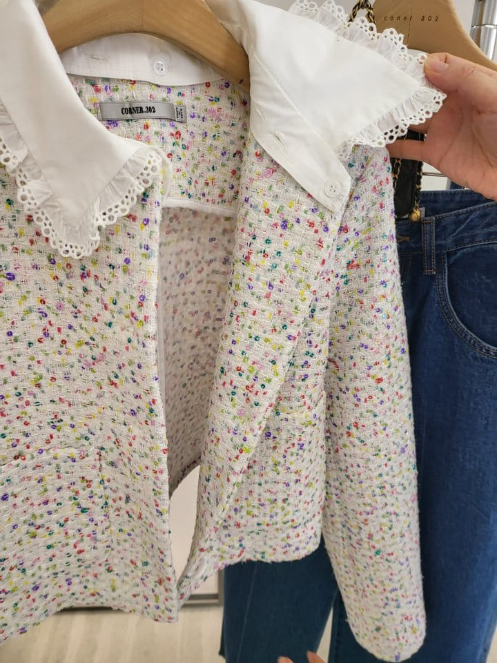 Corner0123 - Korean Women Fashion - #womensfashion - Spangle Collar Jacket - 6